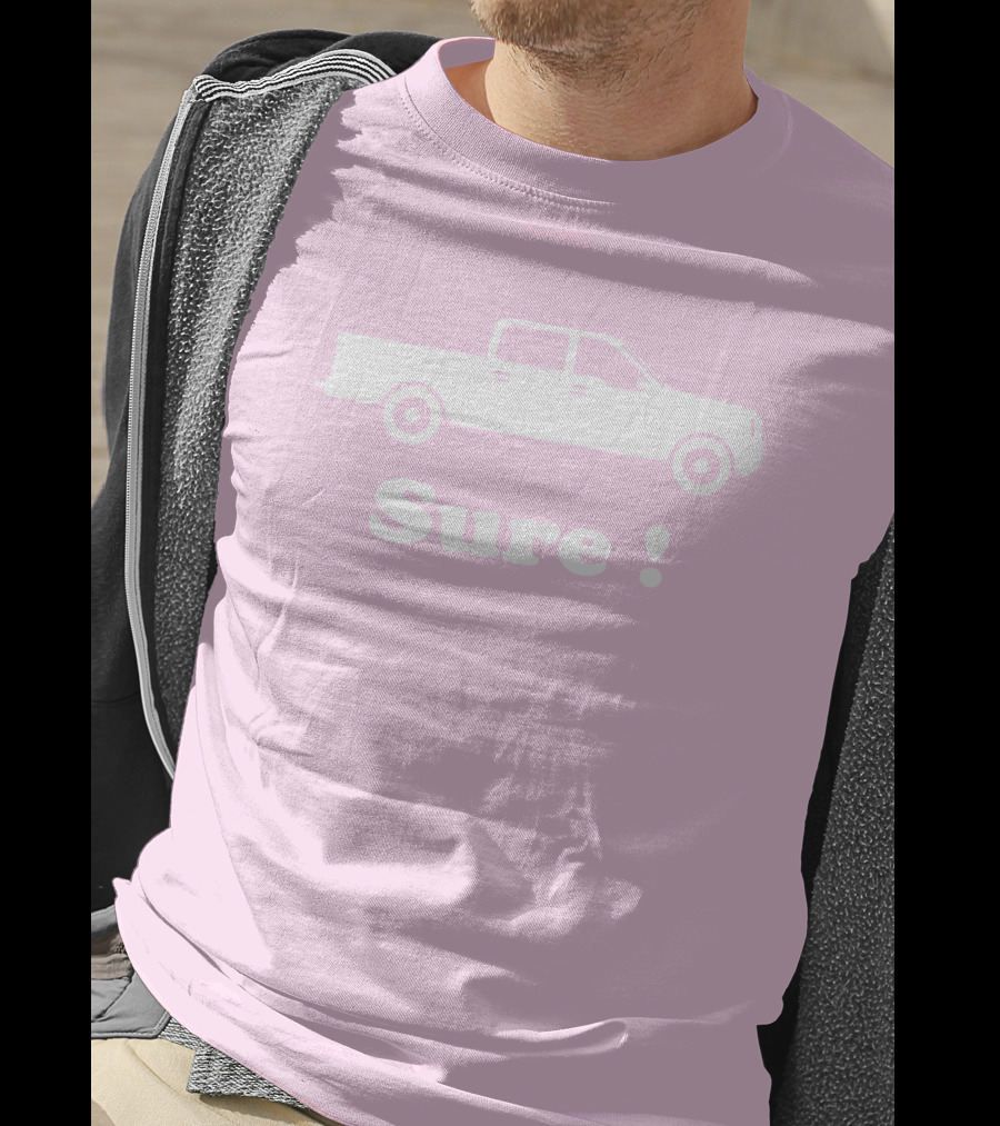 Sure Truck White Silhouette Pink Background T-Shirt
