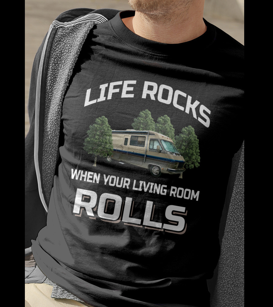 Life Rocks When Your Living Room Rolls Vintage Fleetwood Pace Arrow T-Shirt