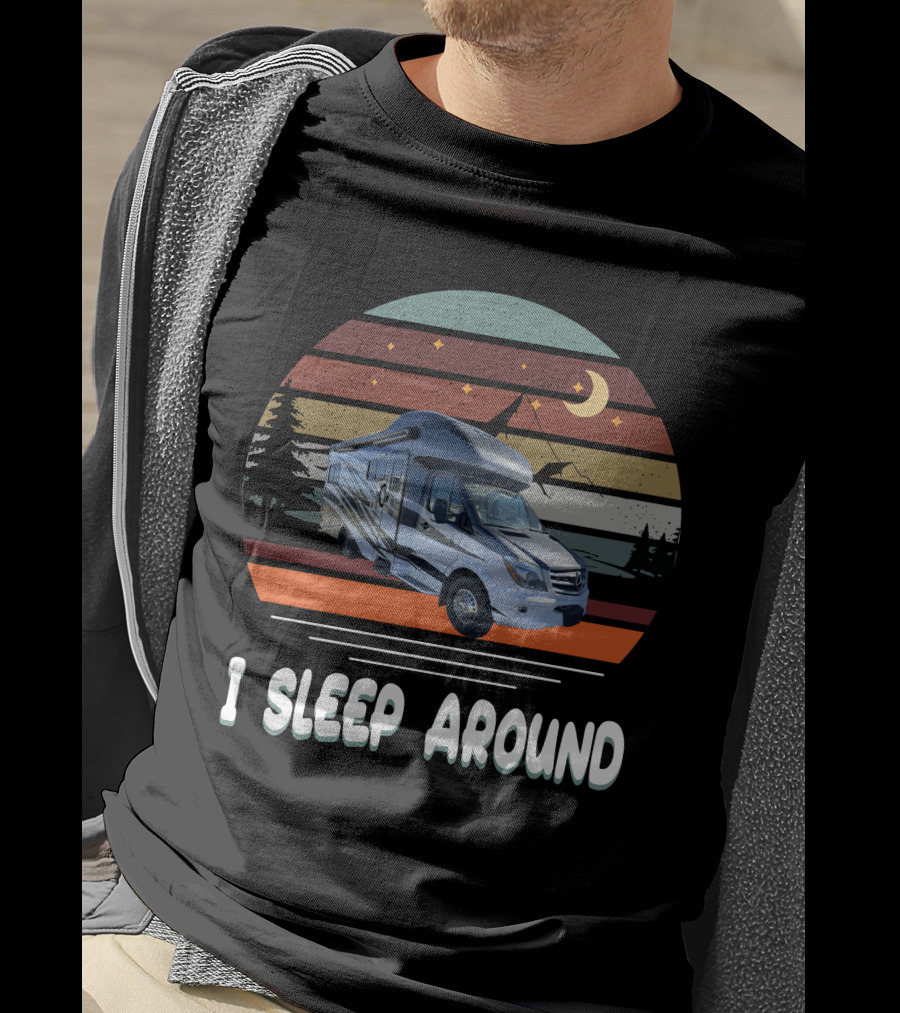 I Sleep Around Tiffin Wayfarer Retro RV Camping Moon Stars T-Shirt