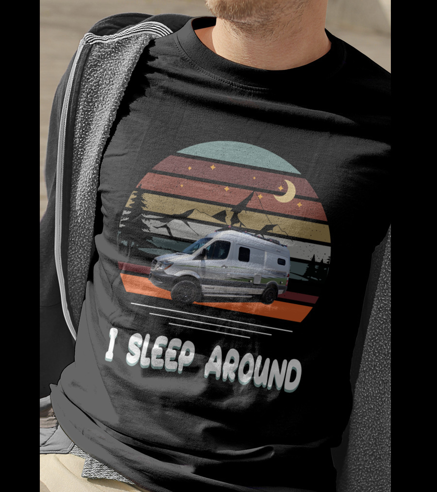 Winnebago Revel 4X4 I Sleep Around Retro Van Life Camping Adventure T-Shirt