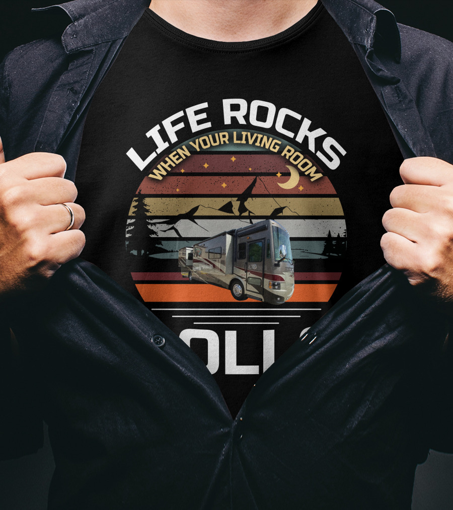 LIFE ROCKS WHEN YOUR LIVING ROOM ROLLS Tiffin Allegro Red T-Shirt
