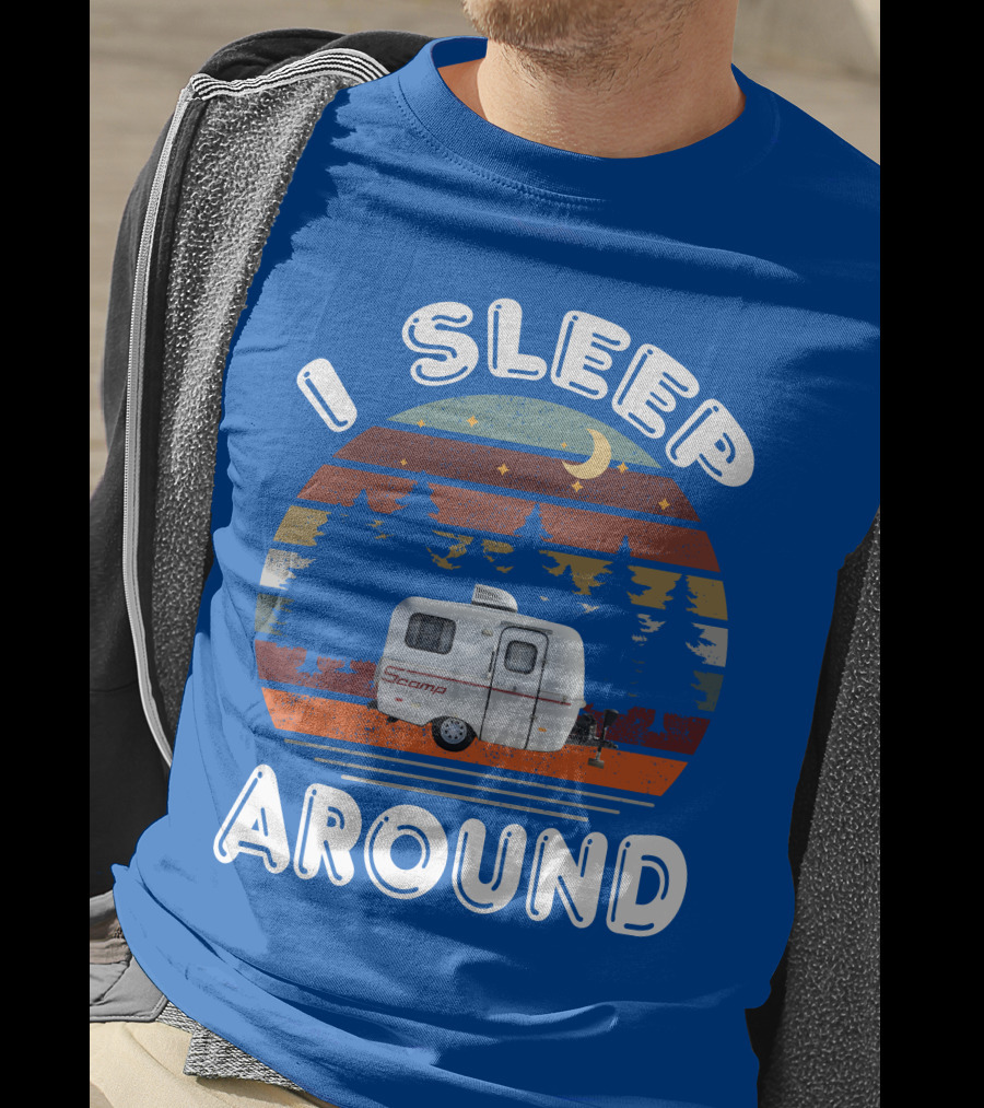 I Sleep Around Scamp Travel Trailers Night Trees Moon Stars T-Shirt