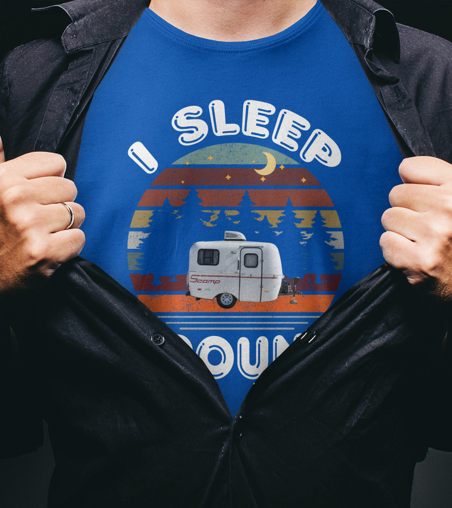 I Sleep Around Scamp Travel Trailers Night Trees Moon Stars T-Shirt