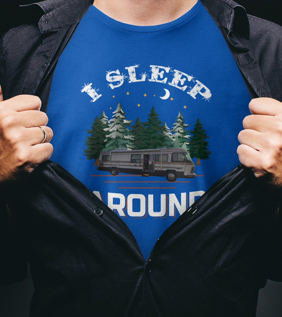 I Sleep Around Holiday Rambler Camper RV In Forest Scene T-Shirt