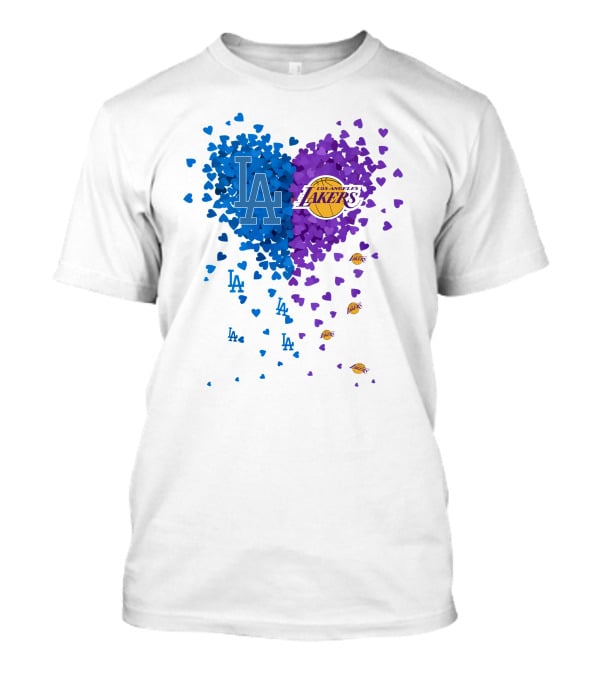 Los Angeles Lakers And LA Dodgers Heart T-Shirt
