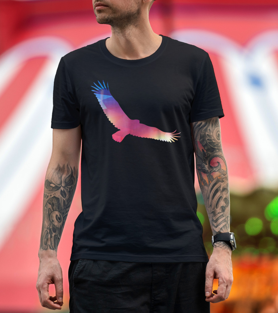 Magical Trippy Rainbow Gradient Flying Eagle T-Shirt