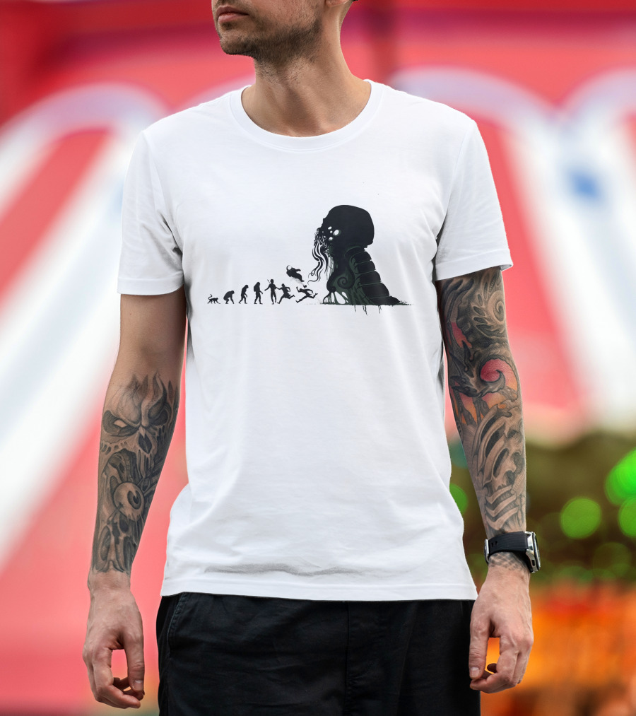 Cthulhu Evolution Necronomicon Science Fiction Horror Transformation T-Shirt
