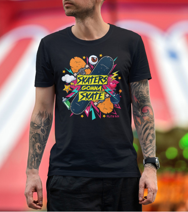 Premium T-Shirt: Skaters Gonna Skate Flite Boi Eyeball Star Heart Spray Cloud Lightning Burst T-Shirt Skaters Gonna Skate Flite Boi Eyeball Star Heart Spray Cloud Lightning Burst T-Shirt