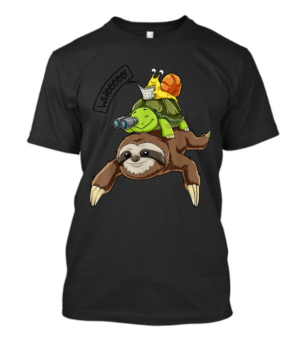 Sloth Turtle Snail Riding Piggyback Adventure Team Wheeeeeee T-Shirt