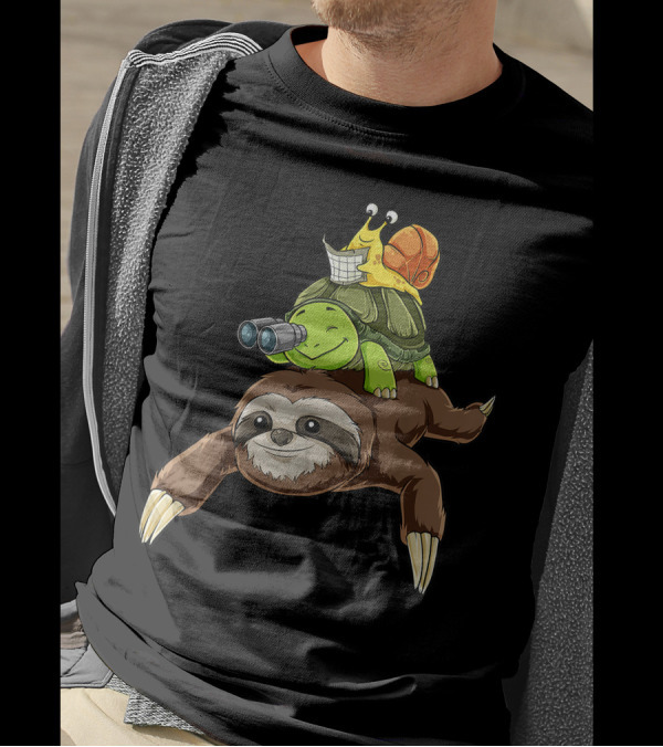 Sloth Turtle Snail Riding Piggyback Adventure Team Wheeeeeee T-Shirt