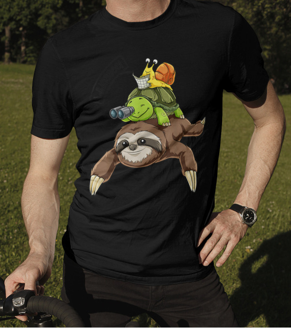 Sloth Turtle Snail Riding Piggyback Adventure Team Wheeeeeee T-Shirt