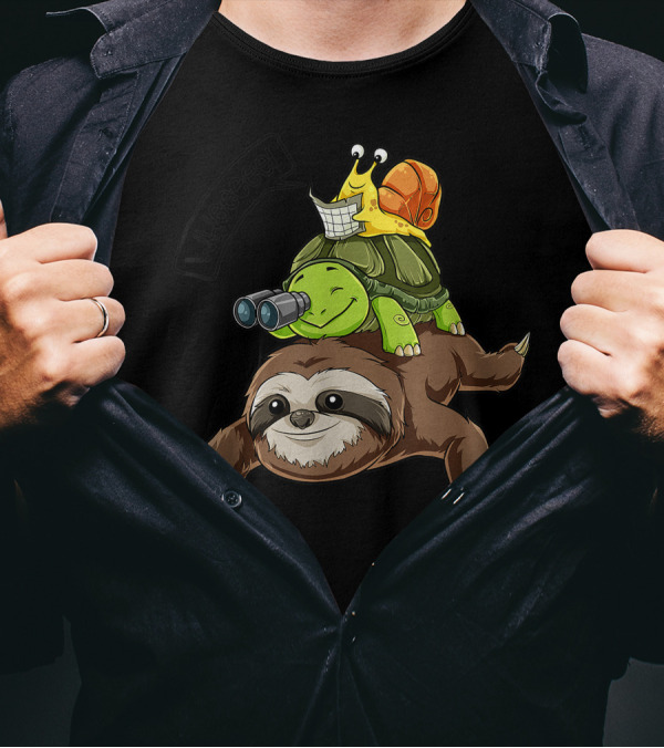 Sloth Turtle Snail Riding Piggyback Adventure Team Wheeeeeee T-Shirt