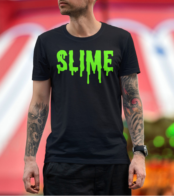 Premium T-Shirt: Slime Green Dripping Font Slime Gear T-Shirt Slime Green Dripping Font Slime Gear T-Shirt
