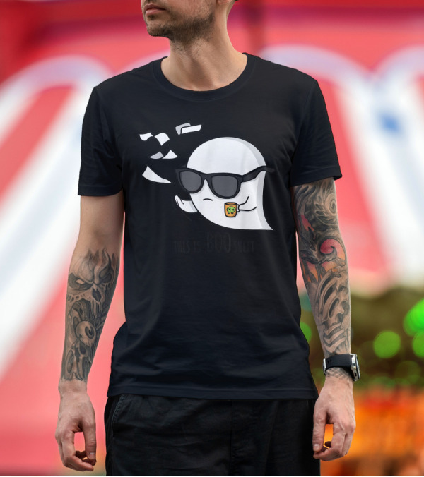 Premium T-Shirt: This Is Boo Sheet Ghost Halloween Party Funny Ghost Wearing Sunglasses with Flying Paper T-Shirt This Is Boo Sheet Ghost Halloween Party Funny Ghost Wearing Sunglasses with Flying Paper T-Shirt