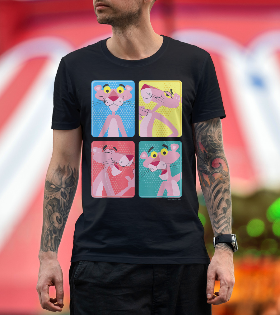 Pink Panther Colorful Comic Style Four Pose Panels Vintage 1964 T-Shirt