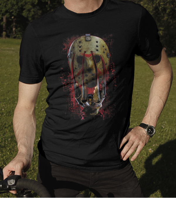 Freddy Vs Jason Horror Icon Mask With Claws T-Shirt