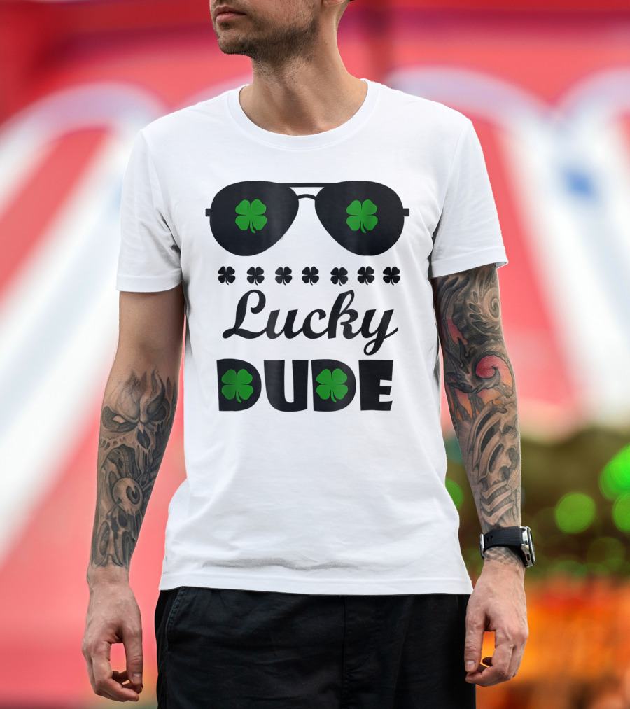 Lucky Dude Shamrock Sunglasses T-Shirt