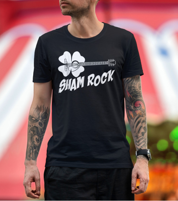 Premium T-Shirt: Sham Rock Funny St Patricks Day Shamrock Guitar T-Shirt Sham Rock Funny St Patricks Day Shamrock Guitar T-Shirt