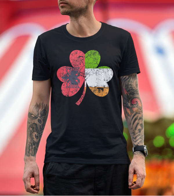 Premium T-Shirt: Irish Albanian Flag Shamrock Ireland T-Shirt Irish Albanian Flag Shamrock Ireland T-Shirt