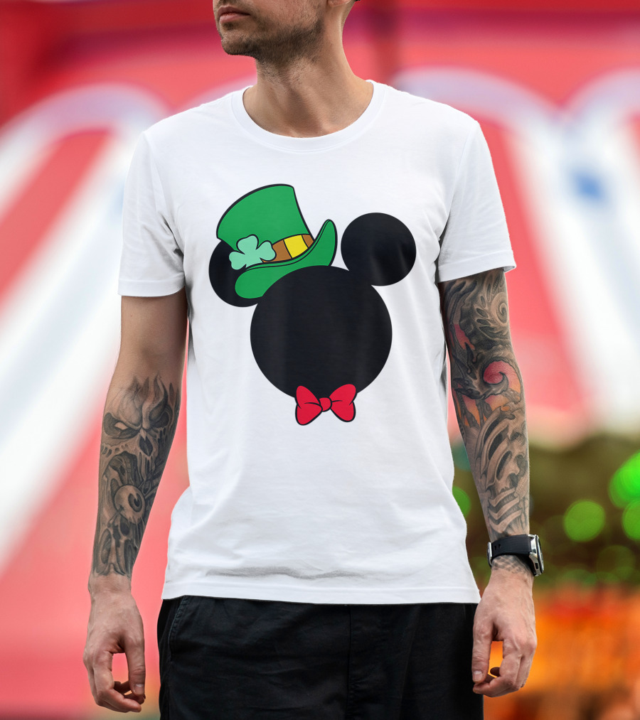 Disney Mickey Mouse St. Patrick's Day Irish Icon with Green Hat and Bow Tie T-Shirt