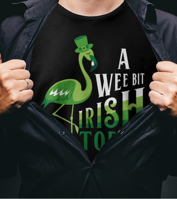 A Wee Bit Irish Today Flamingo St. Patrick's Day Hat Green T-Shirt