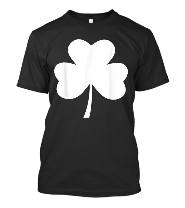 St. Patrick's Day Huge Lucky White 3 Leaf Clover Shamrock T-Shirt