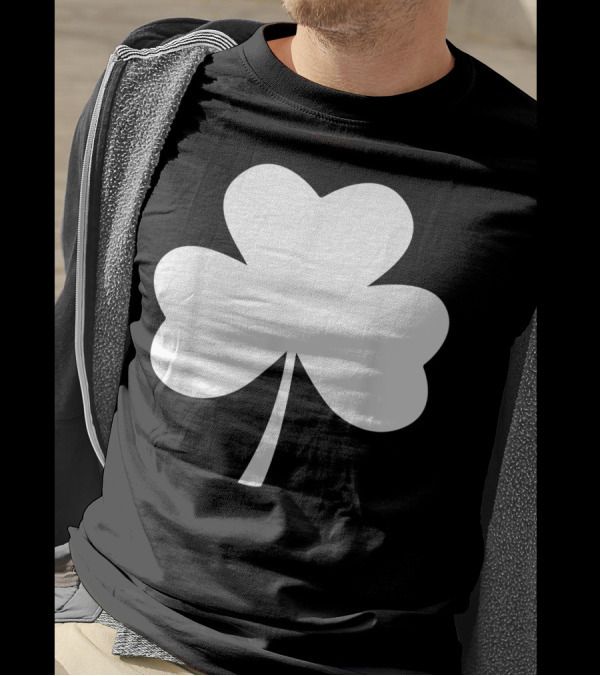St. Patrick's Day Huge Lucky White 3 Leaf Clover Shamrock T-Shirt