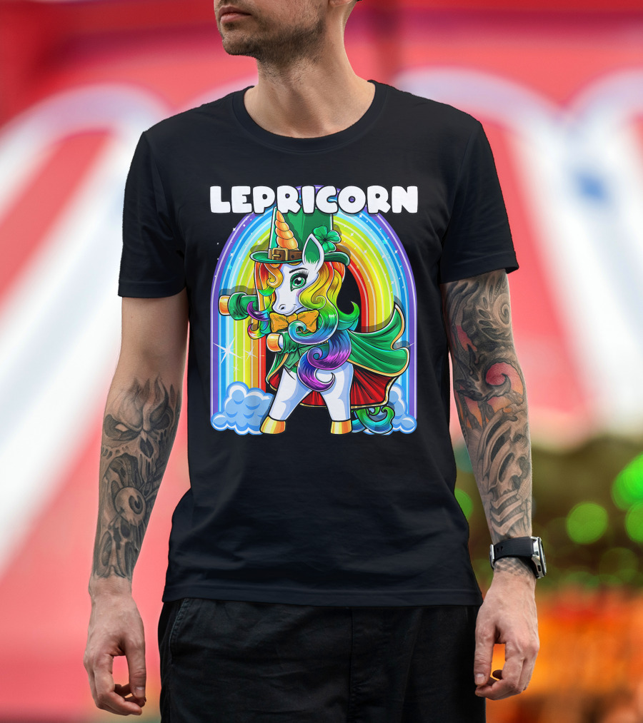 St. Patrick's Day Lepricorn Flossing Unicorn Rainbow Costume Girls T-Shirt