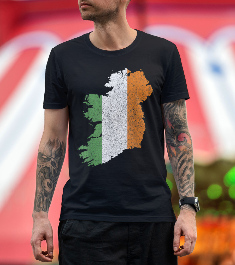 Irish Flag Map Silhouette of Ireland T-Shirt