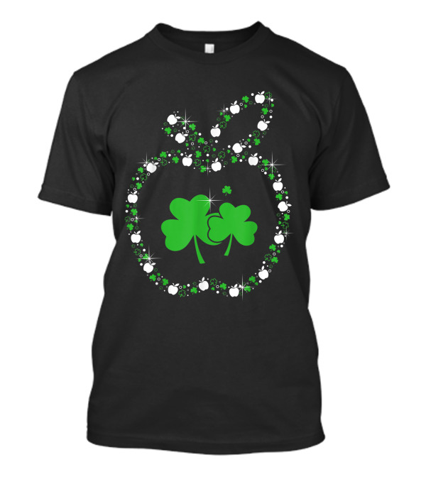 Apple Shamrock Teacher Happy Saint Patrick's Day T-Shirt