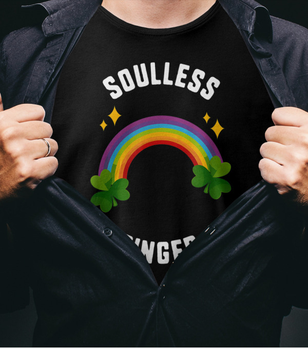 Soulless Ginger Shamrock With Rainbow And St Patrick's Day Flair T-Shirt