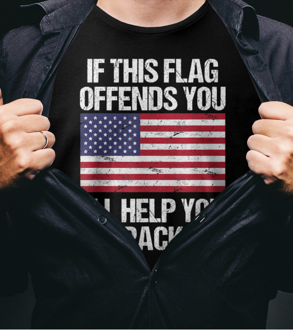 If This American Flag Offends You I'll Help You Pack Veteran Pride T-Shirt