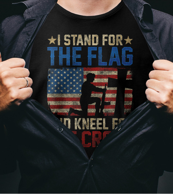 I Stand For The Flag American Flag Kneel For The Cross Veteran T-Shirt