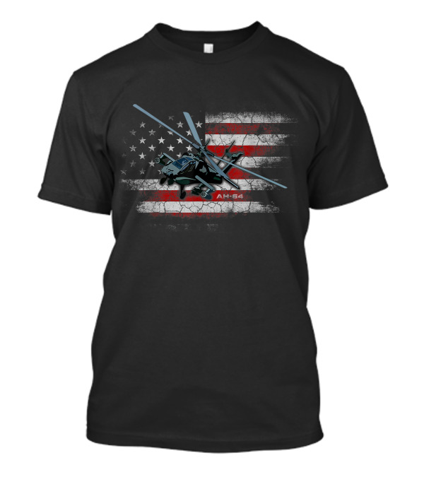 AH-64 Apache Bringing In The Muscle Veteran USA Flag Helicopter T-Shirt