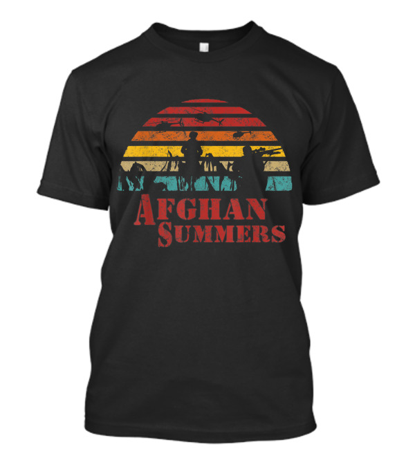 Afghan Summers Military Veteran Funny Deployment Silhouette Sunset T-Shirt