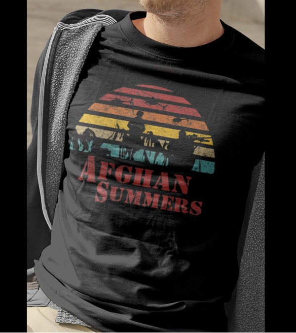 Afghan Summers Military Veteran Funny Deployment Silhouette Sunset T-Shirt