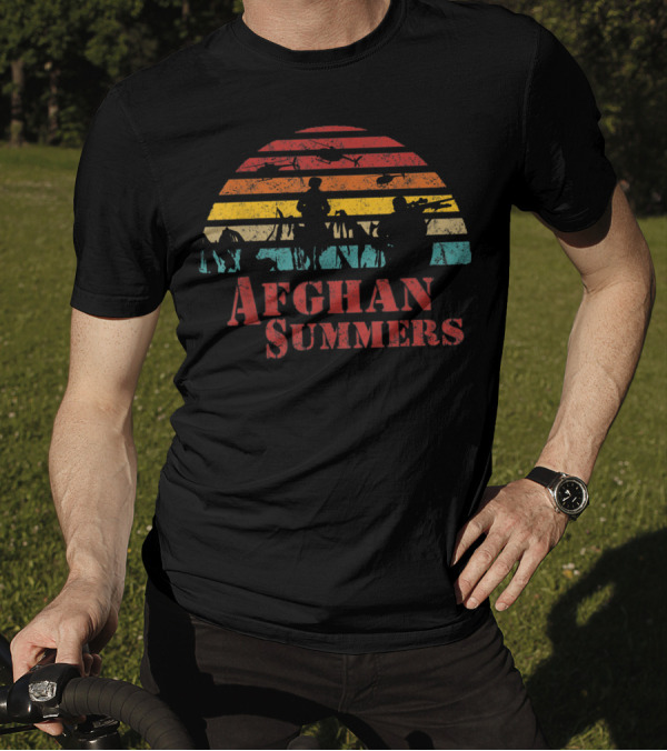 Afghan Summers Military Veteran Funny Deployment Silhouette Sunset T-Shirt