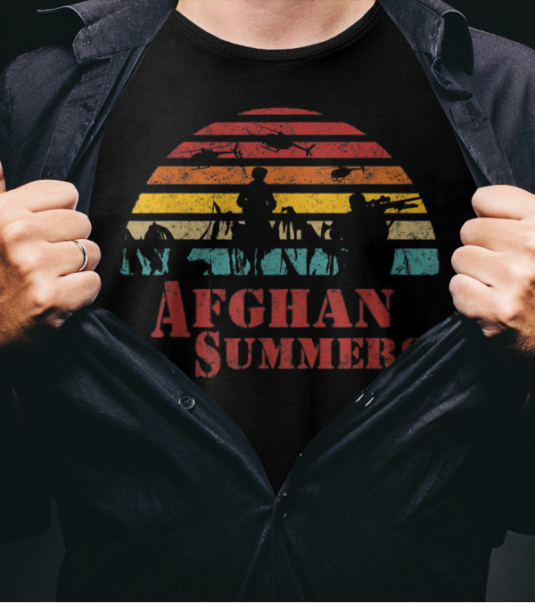 Afghan Summers Military Veteran Funny Deployment Silhouette Sunset T-Shirt
