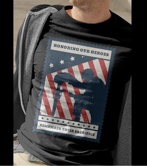 Honoring Our Heroes Remember Their Sacrifice US Army Military Veteran Remembrance Day T-Shirt