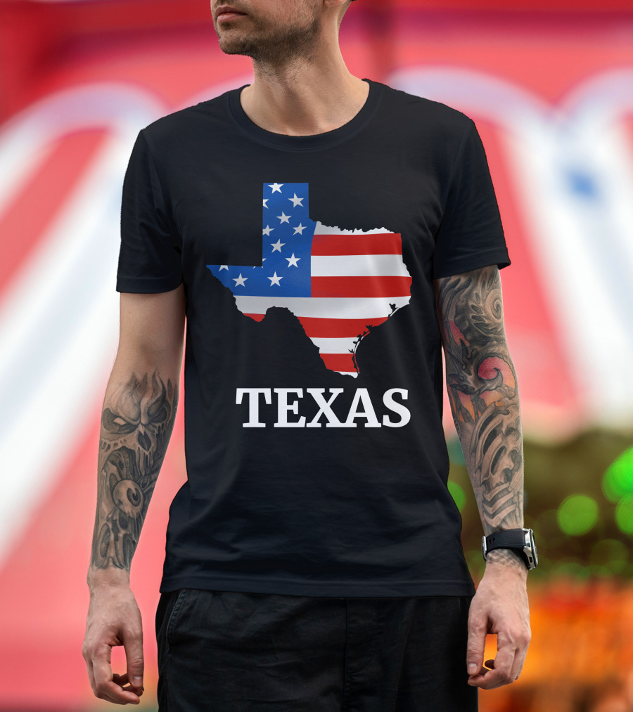 Texas Map with American Flag Colors T-Shirt