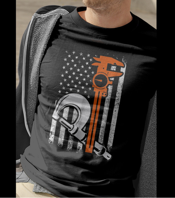 American Flag With Machinist Tools T-Shirt