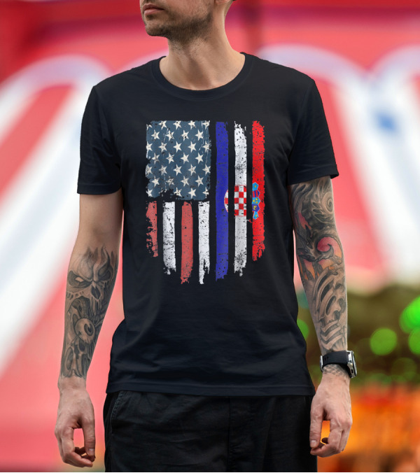 Premium T-Shirt: Croatian American Flag Croatia USA Patriot Hearts T-Shirt Croatian American Flag Croatia USA Patriot Hearts T-Shirt