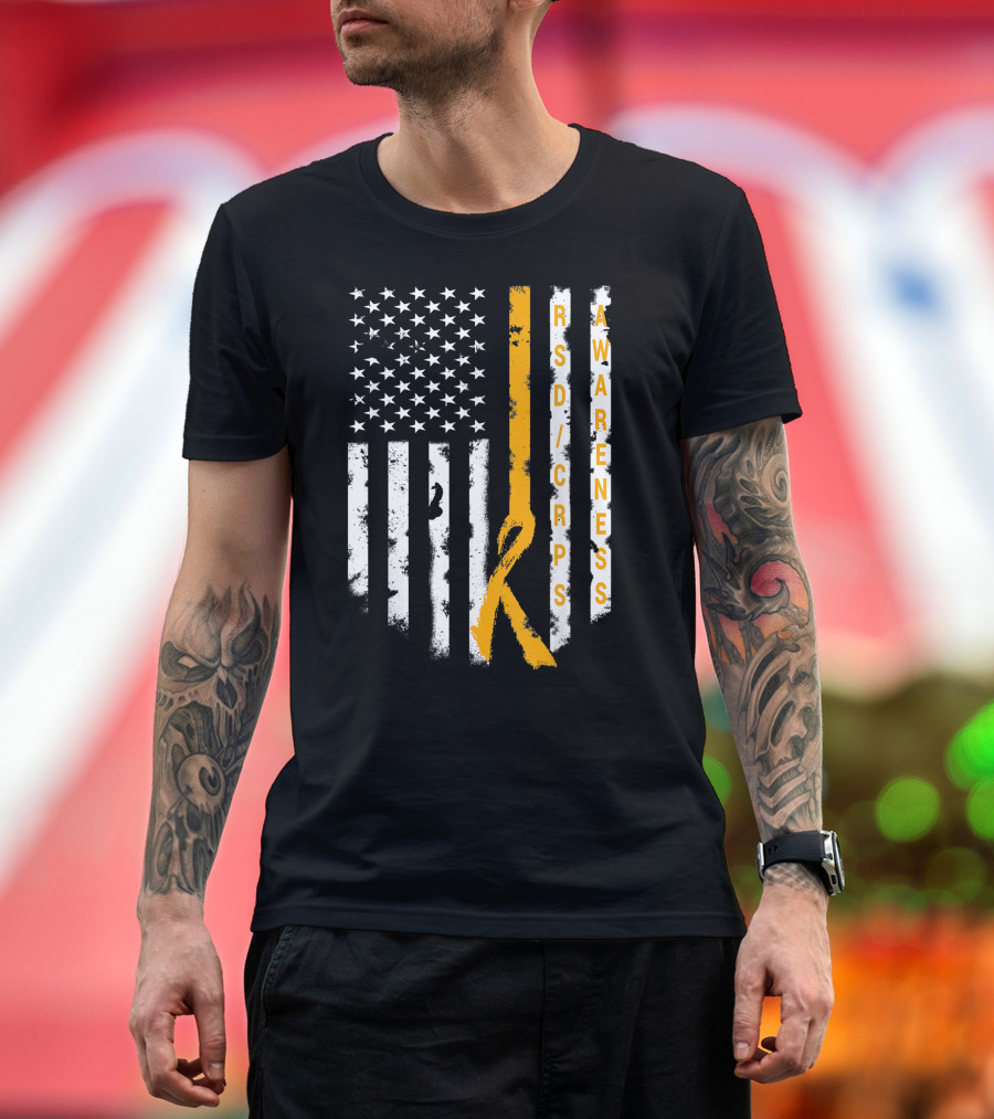 RSD CRPS Awareness American Flag Ribbon Support T-Shirt
