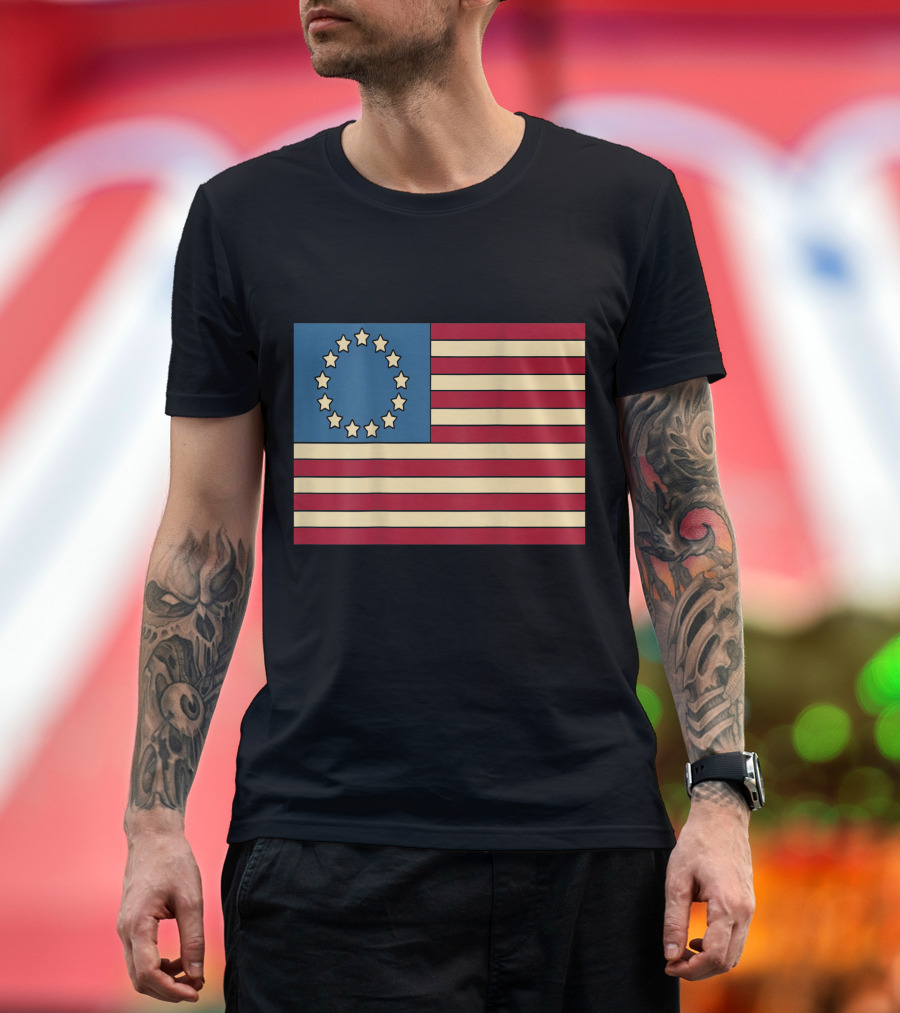 Betsy Ross Flag 13 Star American Colony USA Patriot 13 Colonies Flag T-Shirt
