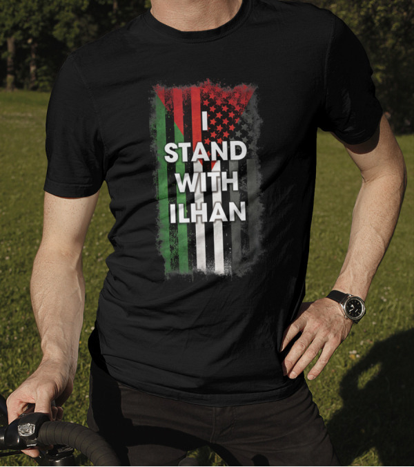 I Stand With Ilhan American Palestinian Flags Colors T-Shirt