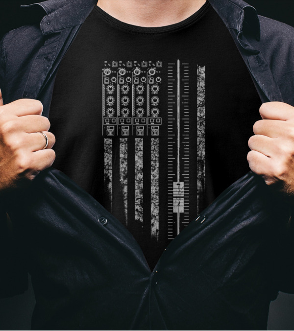 American Sound Guy Blue Fader Mixer Flag Version T-Shirt