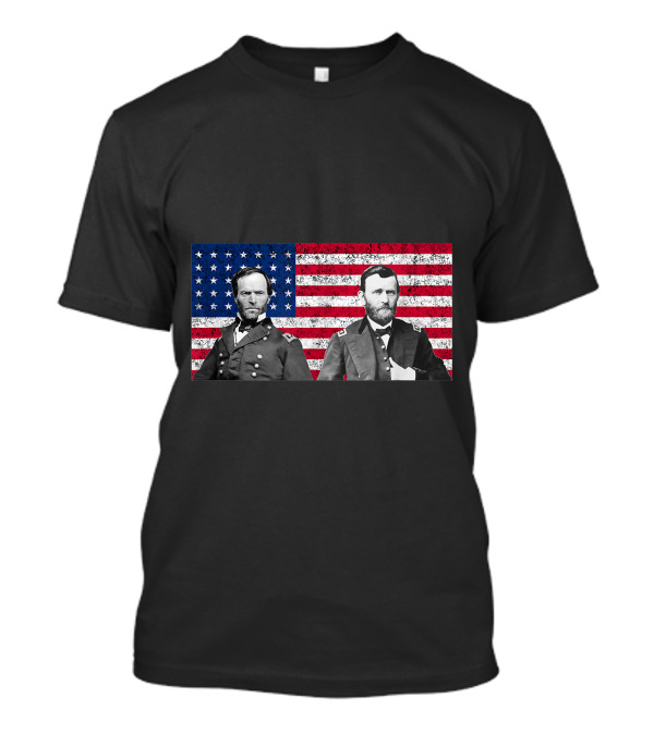 Sherman And Grant In Front Of American Flag T-Shirt