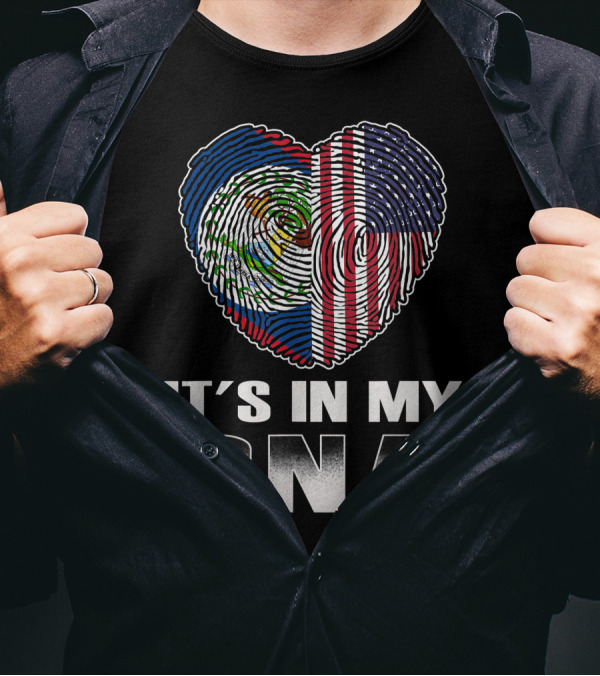 It's In My DNA Heart Belizean American Flag T-Shirt