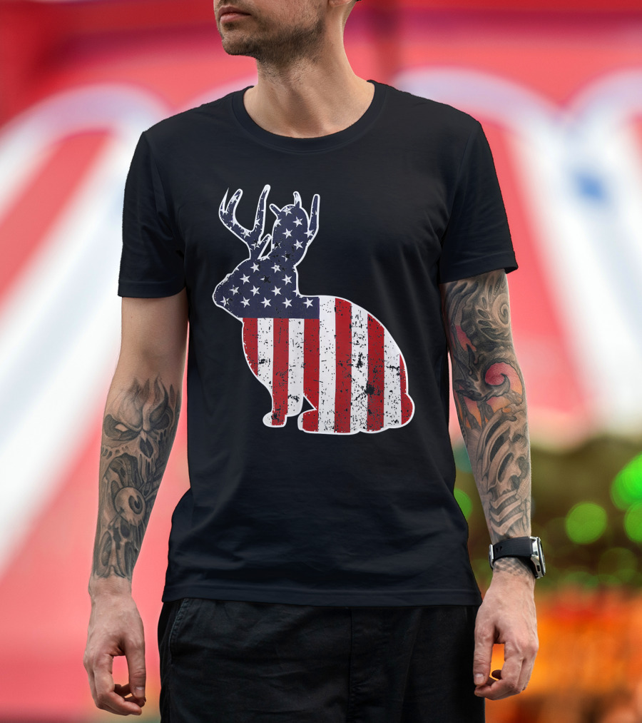 American Flag Jackalope T-Shirt