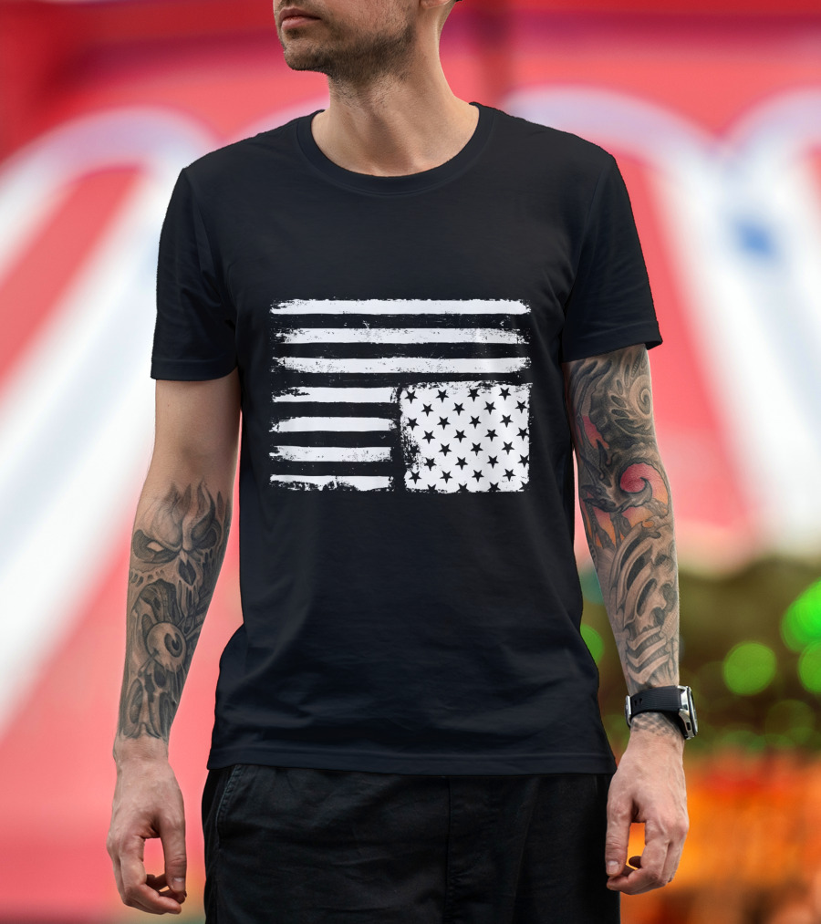 American Flag Distress Code Upside Down Vintage Look T-Shirt